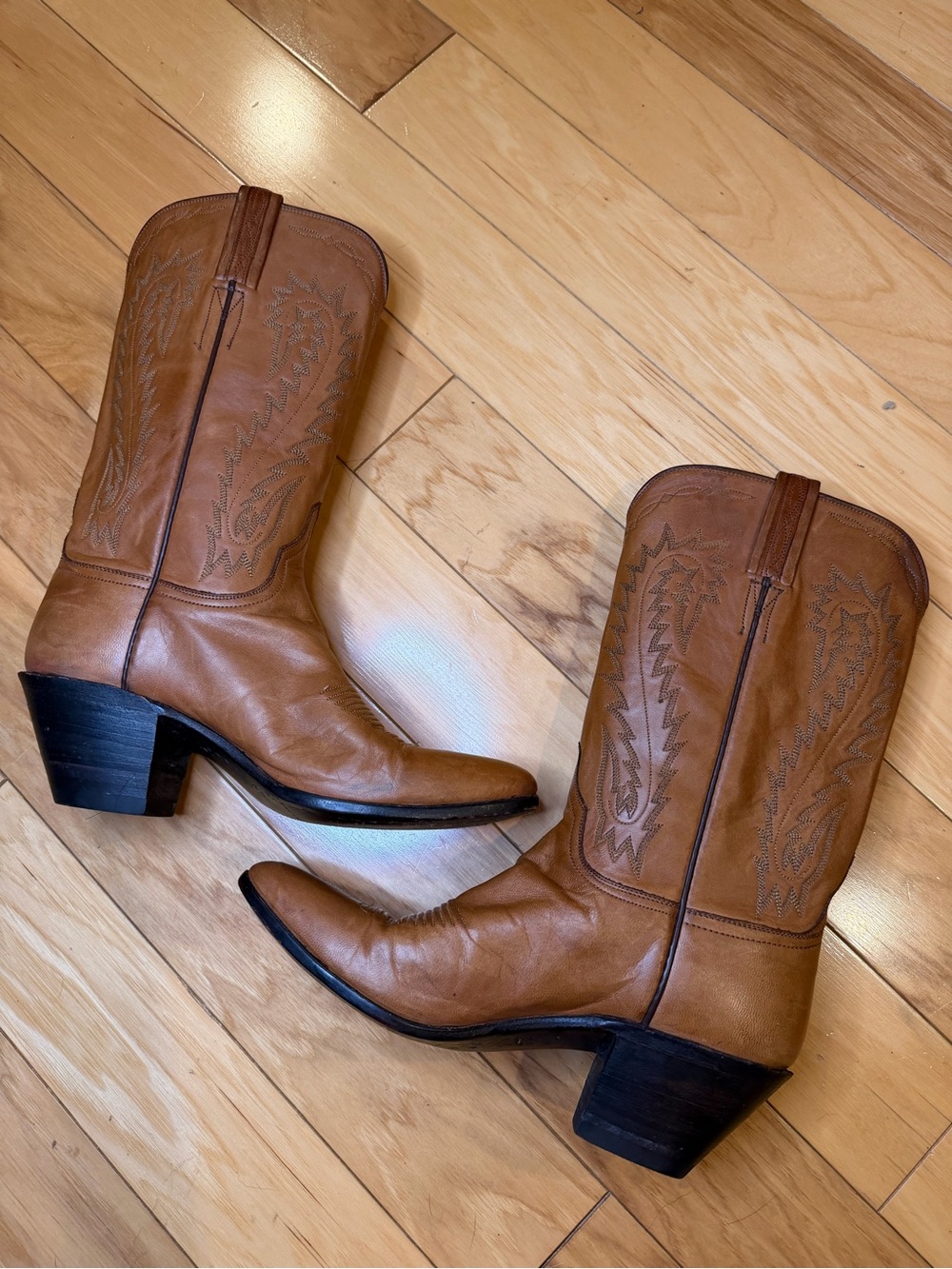 Lucchese Handmade Tan Leather Western Cowboy Boots Women’s Size 7A H3430 - Picture 11 of 16
